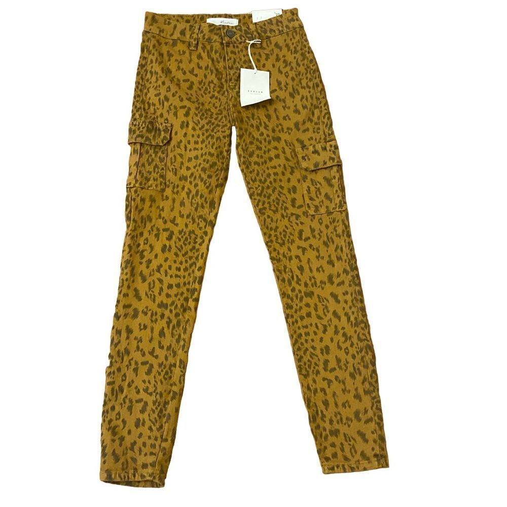 NEW KanCan Adelaide High Rise Super Skinny Jeans Cargo Pockets Leopard Print 25
